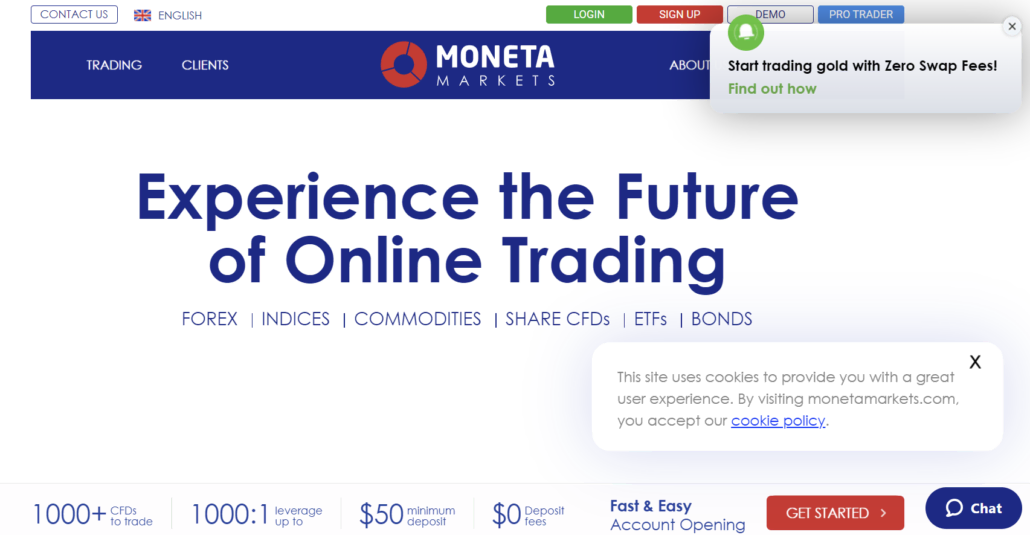 Moneta Markets hivatalos weboldala