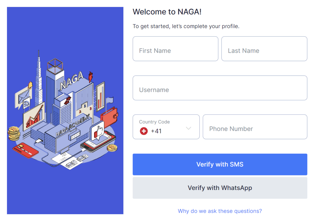 Naga sign-up form