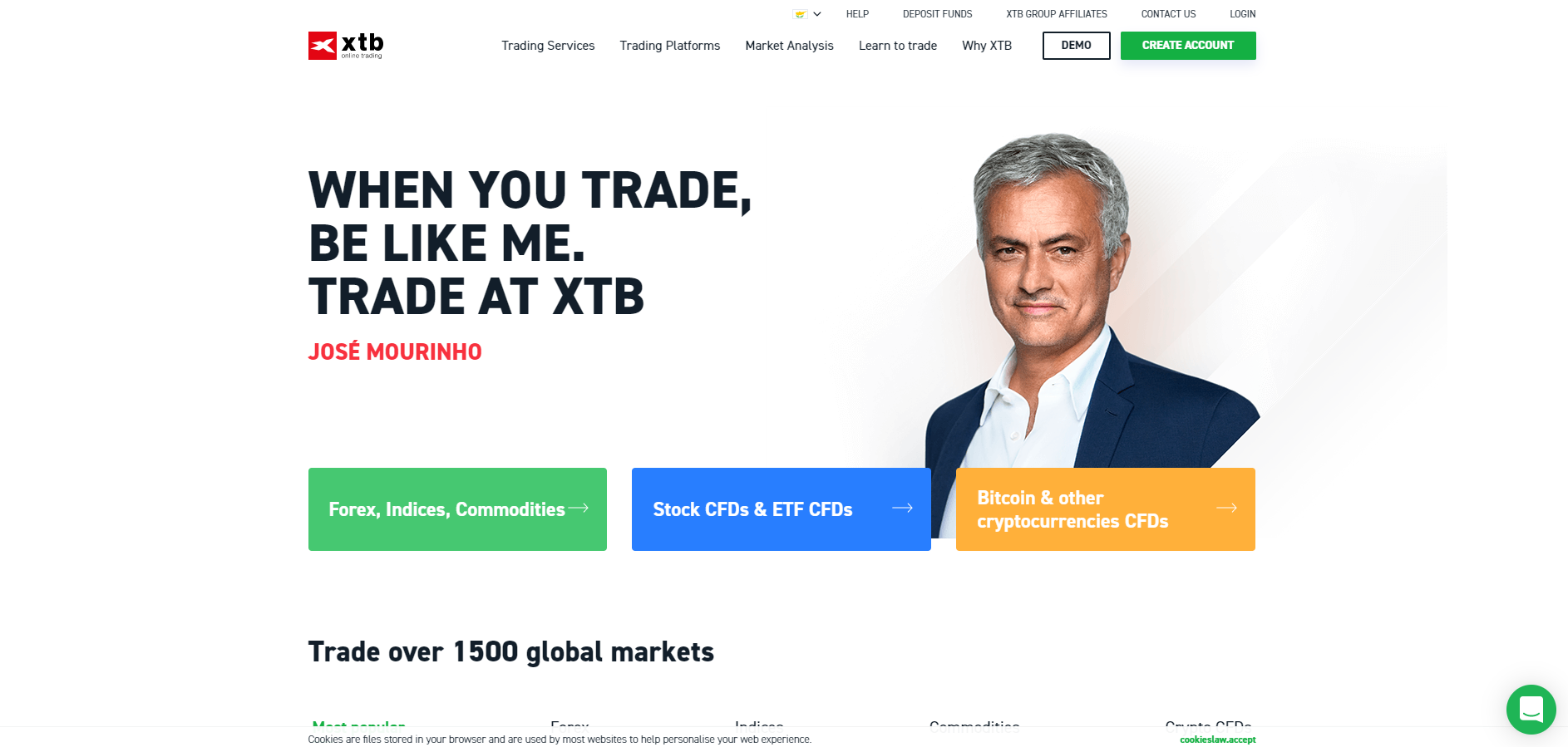 Den officiella webbplatsen för valutamäklaren XTB