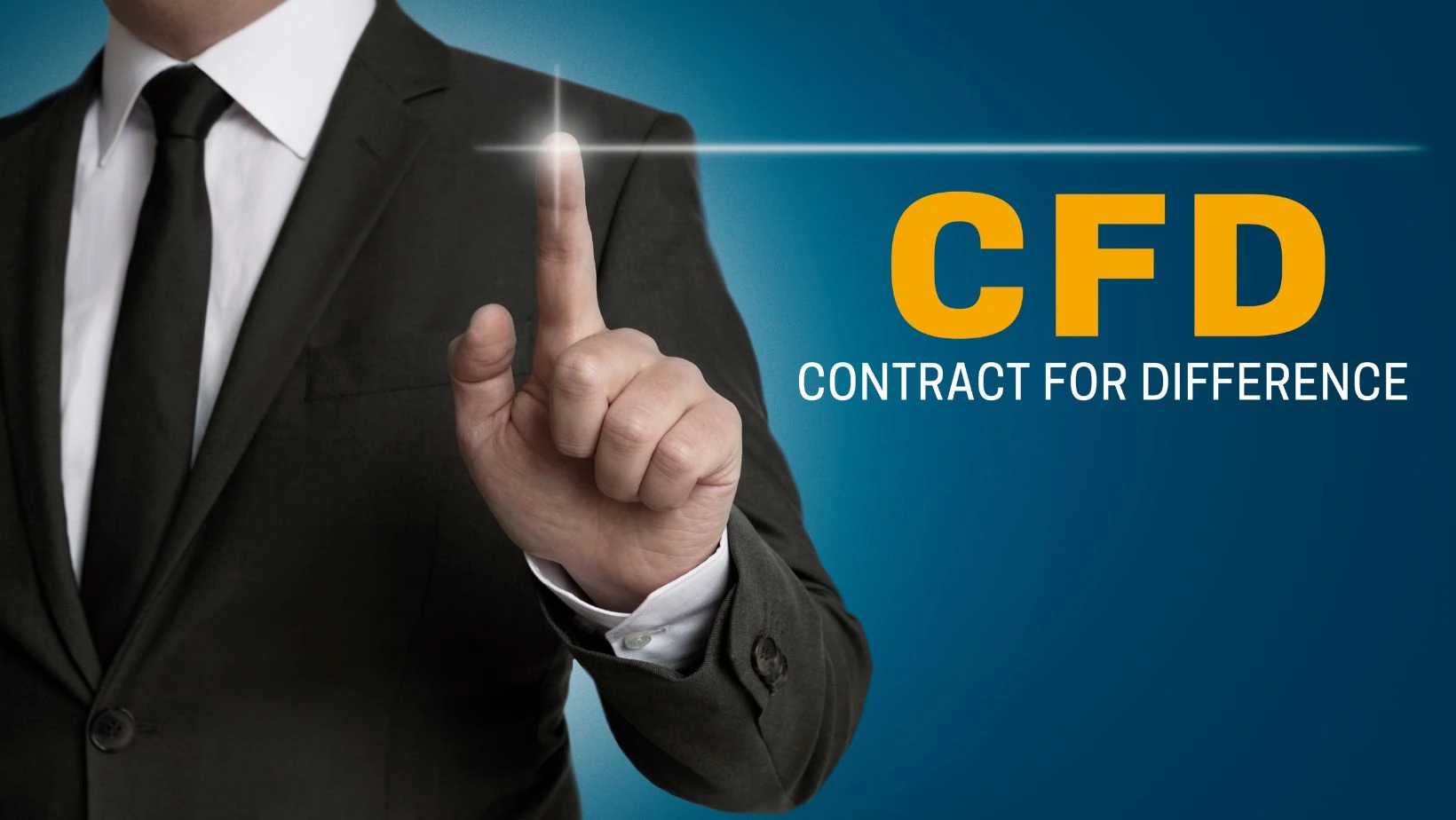 CFD-berøringsskjerm drevet av en forretningsmann 