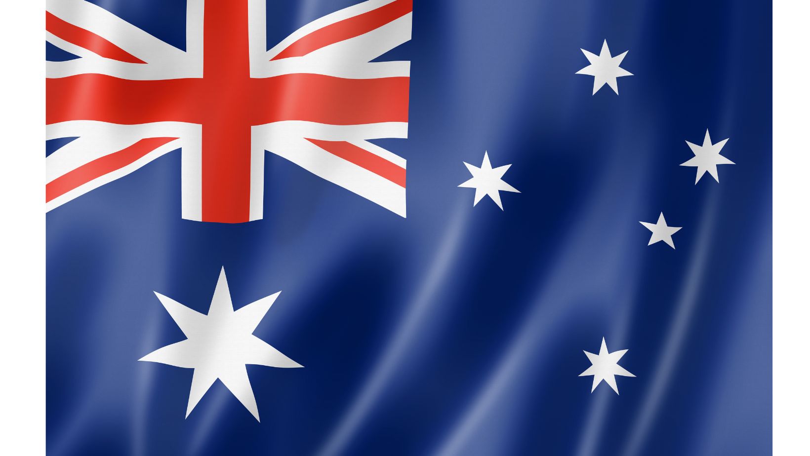 العلم الأسترالي: نجوم بيضاء وخطوط حمراء وبيضاء متقاطعة على خلفية زرقاء