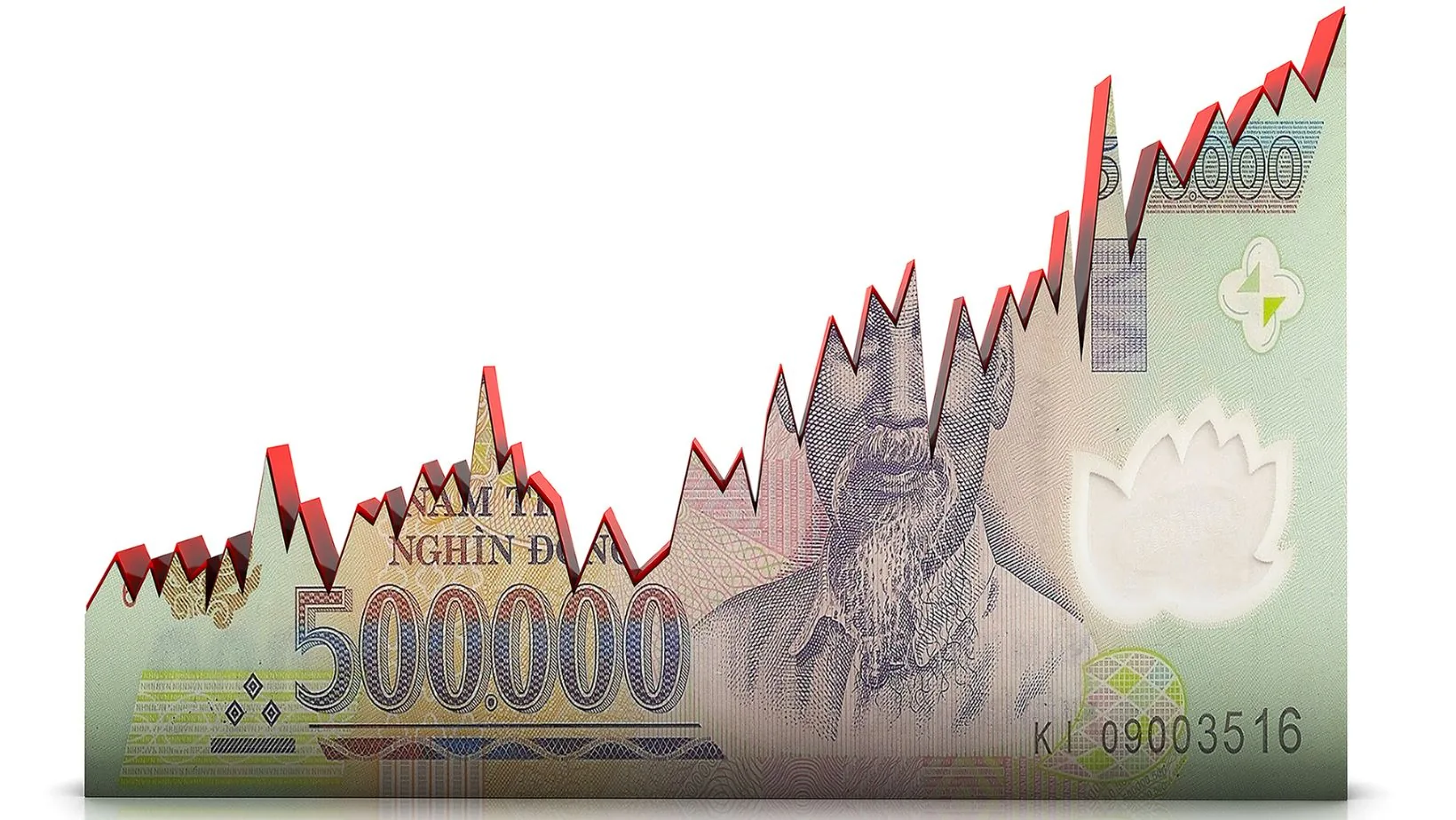 Wang kertas 500,000 dolar Vietnam sebagai graf
