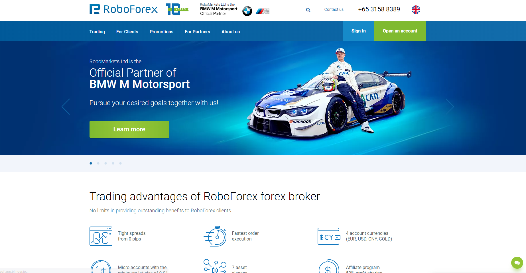 The official website of the forex broker RoboForex