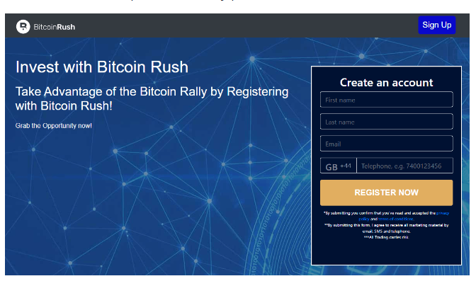 the official website of Bitcoin Rush