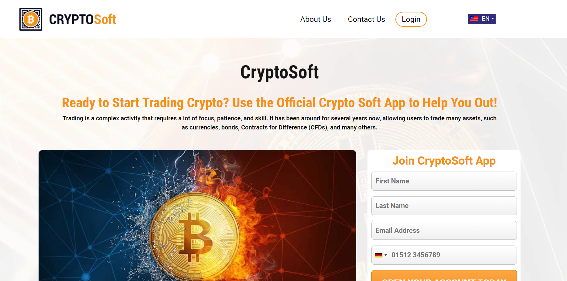 den offisielle nettsiden til Crypto Soft