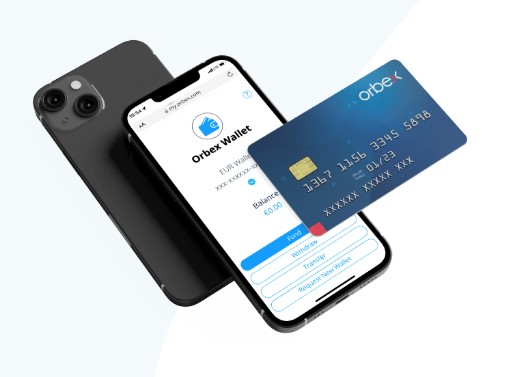 Smartphone s aplikací Orbix a kreditní kartou Orbix