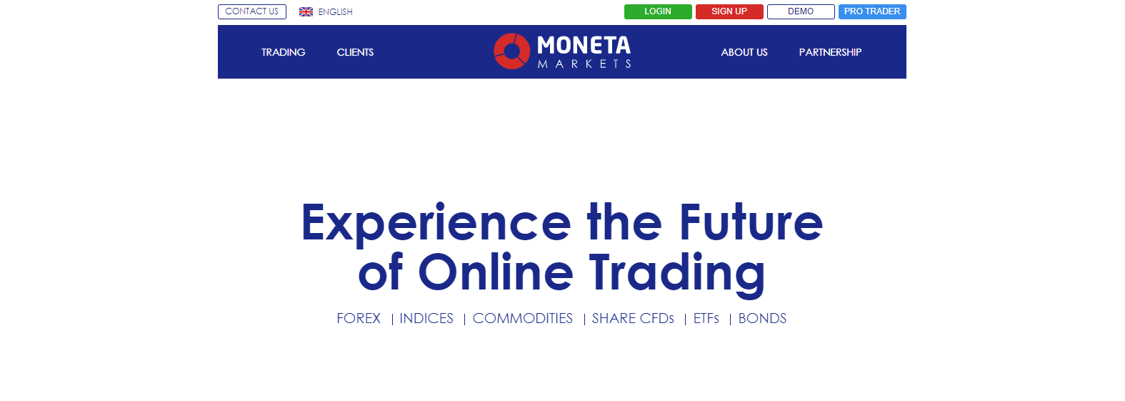 The official website of Moneta Markets