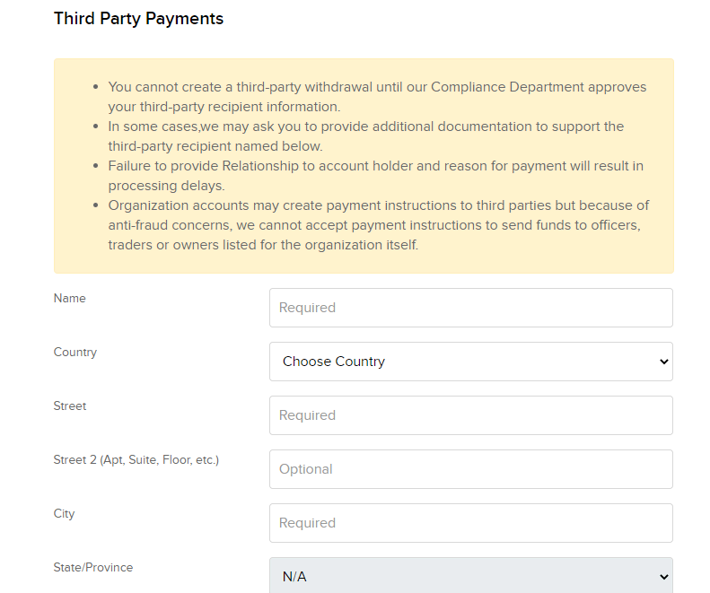 You need to fill out the third party payment form