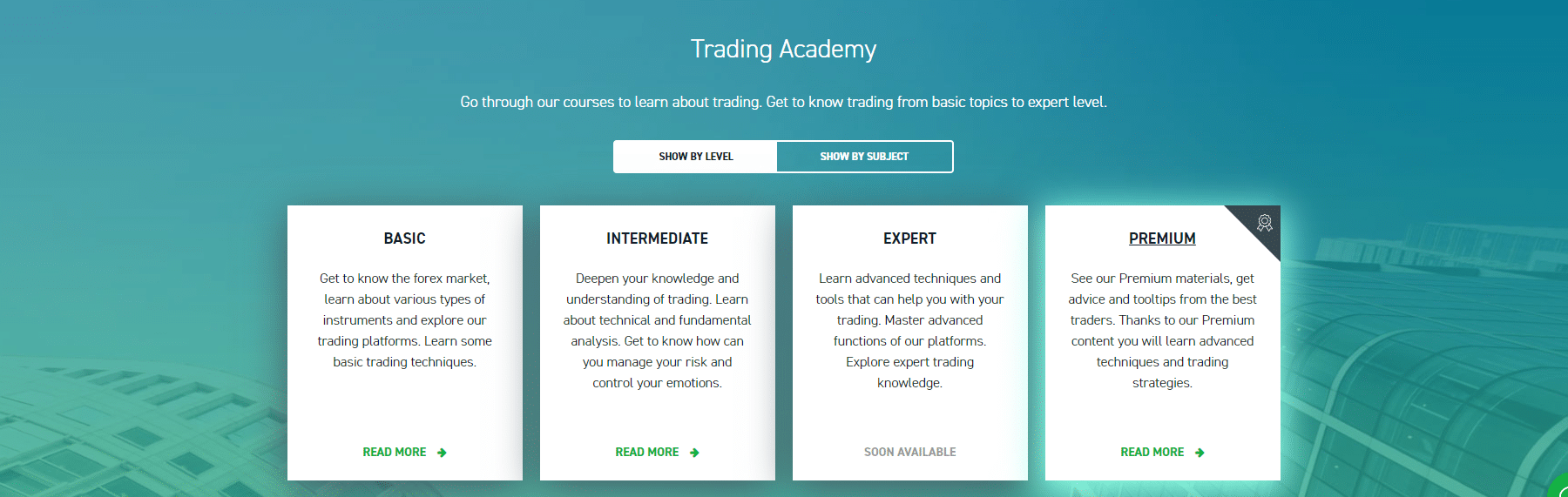 Professional education center for beginners and advanced traders
